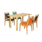 Square Wooden Table Set Wavy Dining Table Easy Maintenance