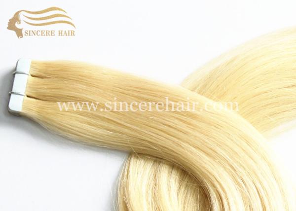 Buy cheap 65 CM Long White Blonde Straight Double Drawn Seamless Tape In Remy Human Hair Extensions for sale from wholesalers
