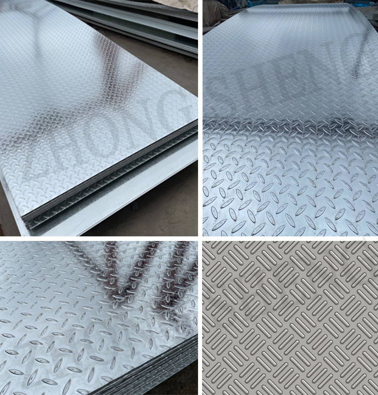 Q235B Hot Dipped Galvanized Checkered Iron Floor Steel with 7 Days Stock and PVOC Certification in 1251-1500mm Width