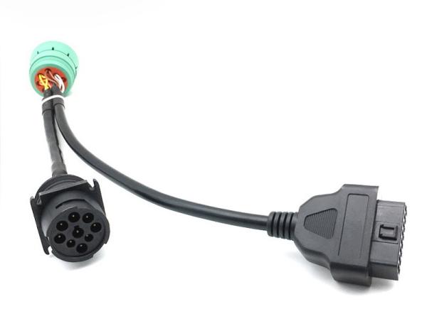 Buy cheap Green Deutsch 9-Pin J1939 Female to OBD-II 16-Pin Female and J1939 Male Truck Y Cable from wholesalers