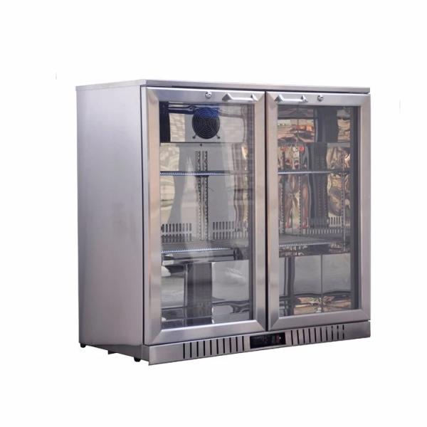 198L Double Doors Stainless Steel Back Bar Cooler Auto Defrost Type With Easy