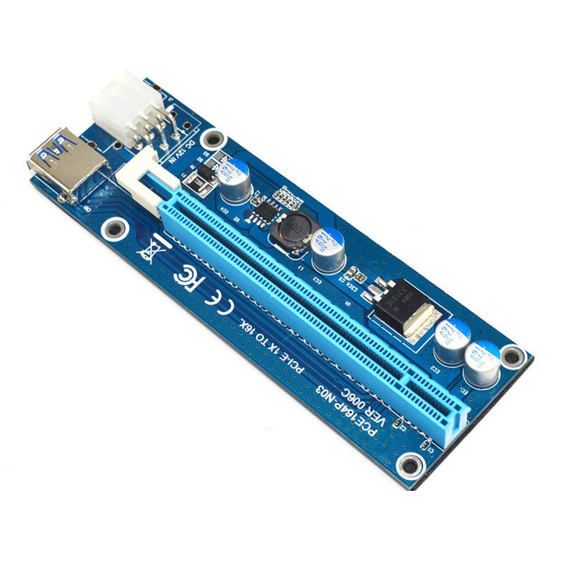 PCI-E 1x to 16x Riser Card GPU Adapter ST 6pin Power Cable Elbow Data Cable Computer