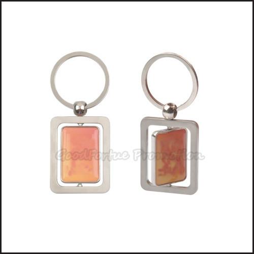 Buy cheap Eco Zinc Alloy promotional logo advertising loop rotary silver keychain keyring gift from wholesalers