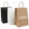 Buy cheap White And Brown Kraft Paper Twisted Handle Shopping Carrier Bag With Logo Printed from wholesalers