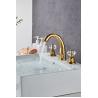 Buy cheap Electroplate Double Handle Rose Gold Wash Basin Faucet from wholesalers