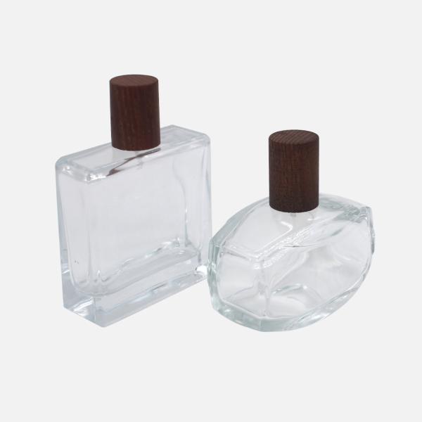 Buy cheap glass perfume spray 50ml 100ml perfume bottles with wooden caps from wholesalers