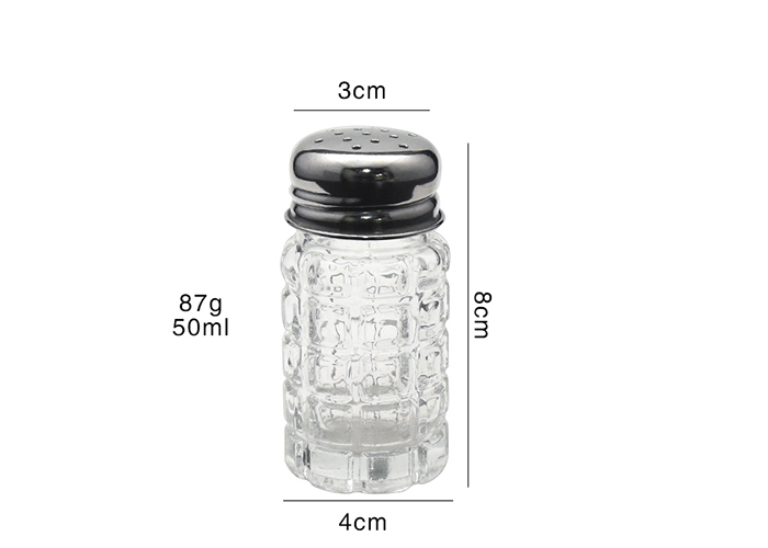 Unique Embossed Round Empty Glass Jars High White Glass 50ml Capacity For Pepper