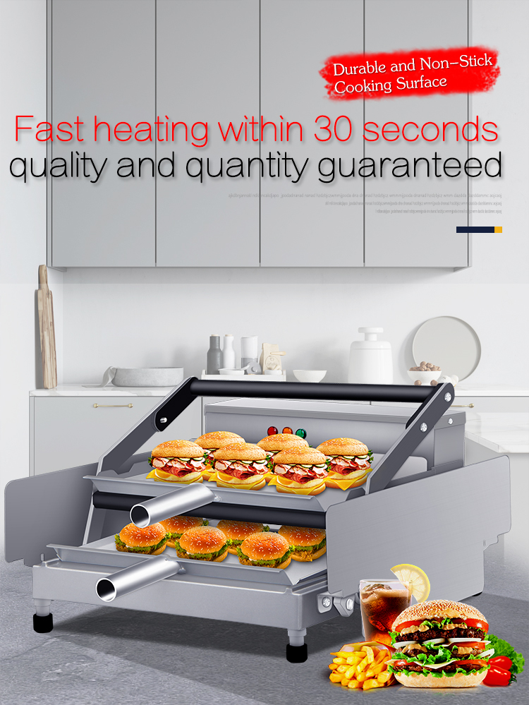 Silver White Electric Hamburger Food Heating Machinery with Non-Stick Cooking Surface