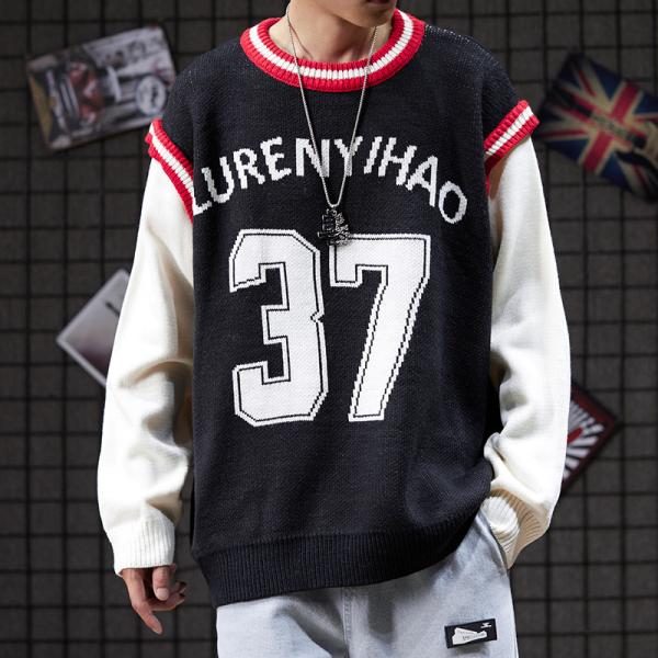 Buy cheap small quantity clothing manufacturer OEM Skateboard Baseball Fake Two Piece Sweater from wholesalers