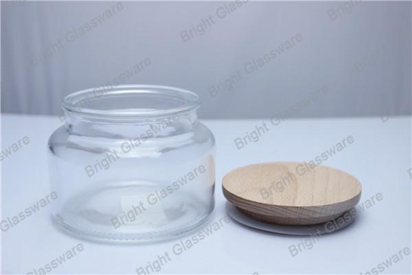 Buy cheap frosted glass jar with wooden lid for wholesale from wholesalers