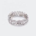 Silver Women's Fine Jewelry White Diamond Zircon Eternity Rings with Inlay