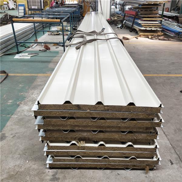 Buy cheap 50mm ivory white 960mm fireproof rock wool sandwich insulated roof panels for steel structure buildings from wholesalers