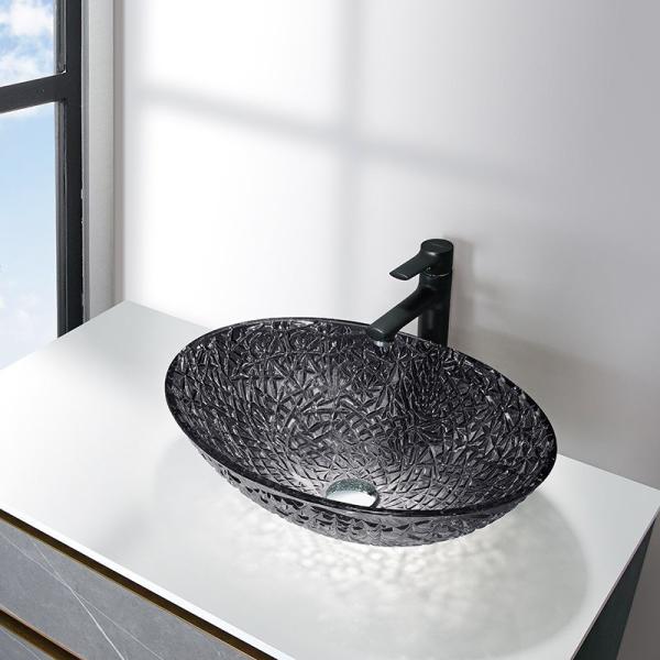 Buy cheap Transparent Black Crystal Glass Wash Basin Bowl Diecasting Bathroom Countertop Sinks from wholesalers