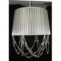 Buy cheap Cream Beads Linen Bedside Lamp Shades White Ribbon 350*220MM product