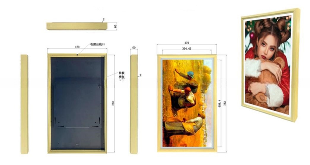 32" inch wood frame large screen LCD photo frame WIFI Android display for commercial signage NFT display exhibition art gallery