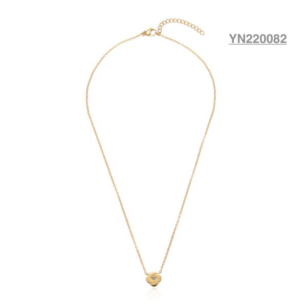 Buy cheap 18k Gold Plated Stainless Steel Necklace Minority Brand Rhinestone Rose Pendant Torque from wholesalers