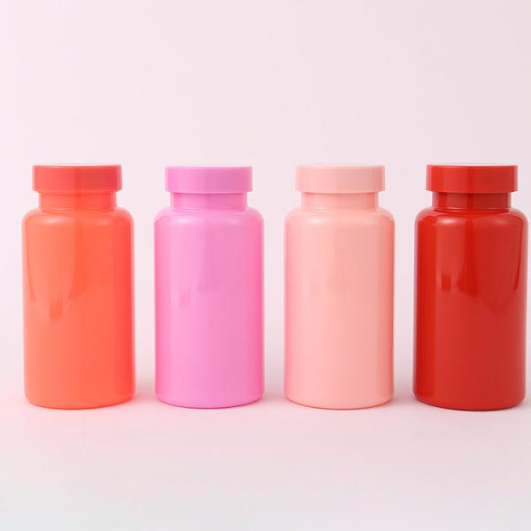 Customized Accepted Logo 150Ml Red Pink Empty Supplement Vitamin Capsule Pill