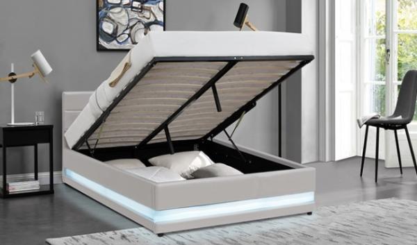 Buy cheap Home Furniture Full Queen Size Upholstered Platform Bed With LED Light from wholesalers