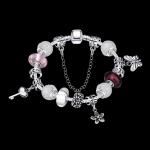 SJ Fascinating Jewelry Silver Plating Handcrafted Glaze Bead Charm with Key