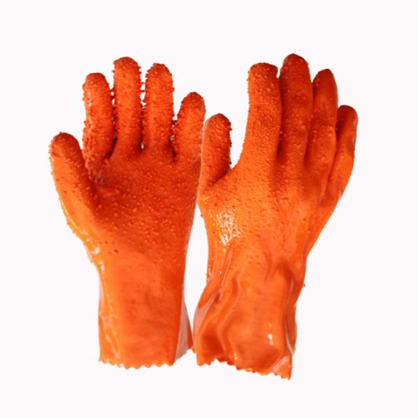 Buy cheap Cloth Inner Lining Orange PVC Coated Chemical Safety Gloves 27cm from wholesalers
