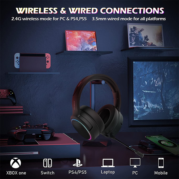 PS5 USB X5 Pro Wireless Gaming Headset For Playstation 5 IPX3 Waterproof Standard