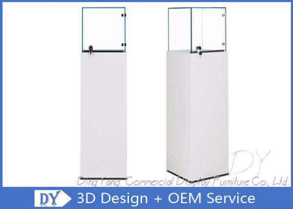 Buy cheap White Wooden Retail Glass Display Cabinets With Locks 400 X 400 X 1350MM from wholesalers