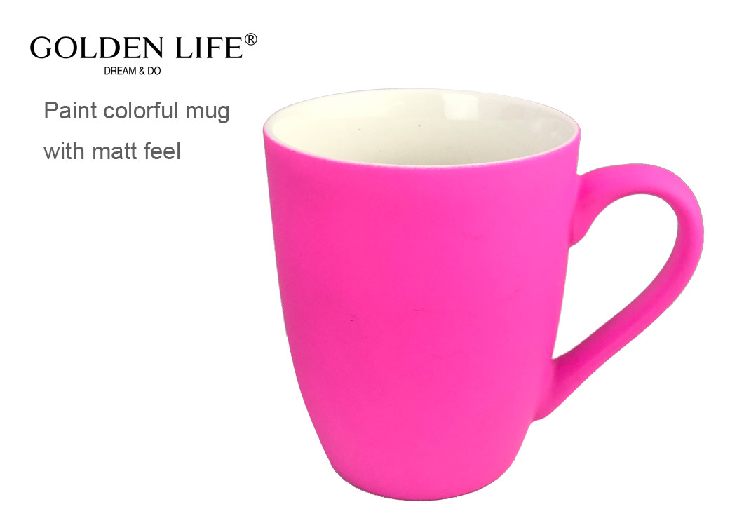 Sublimation Coated Handgrip Ceramic Coffee Mugs 400cc