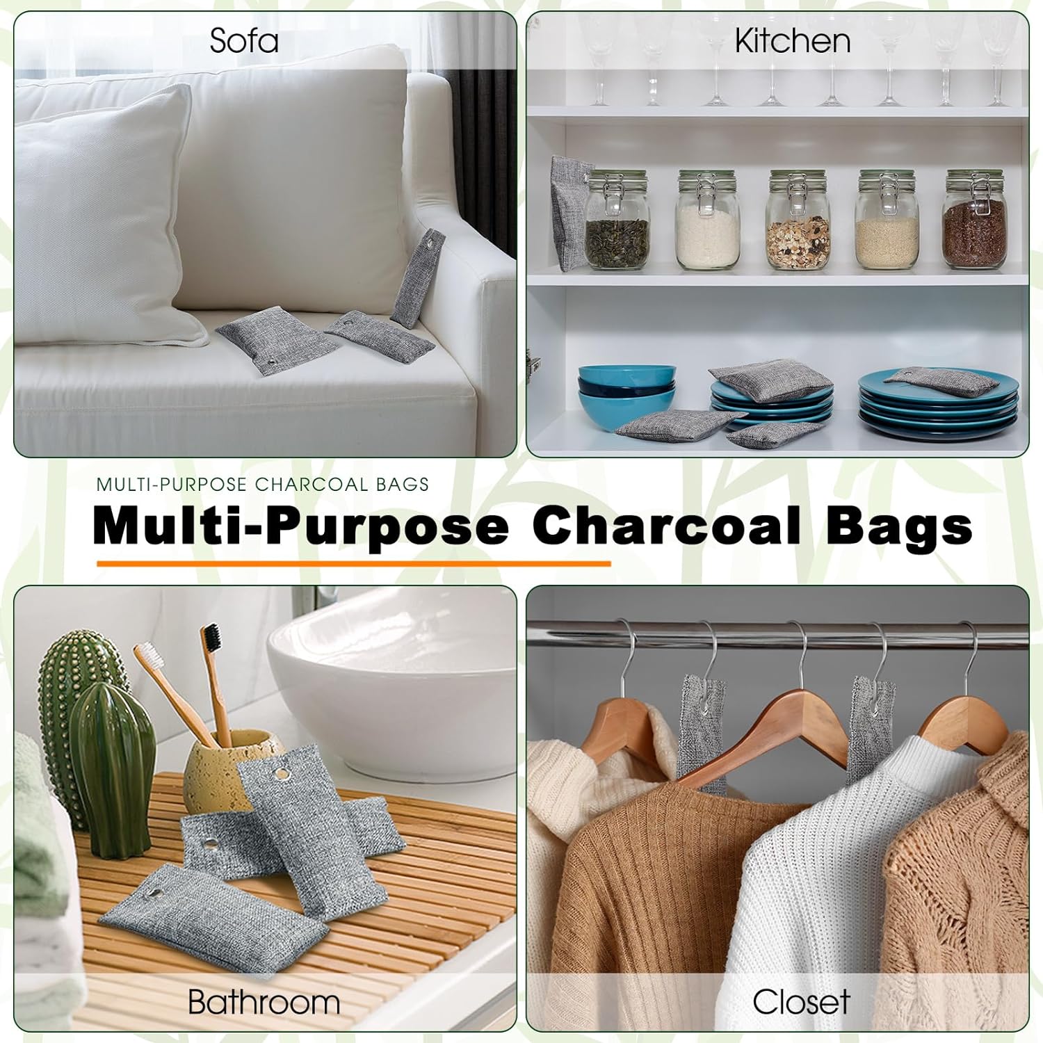 30 Pack Bamboo Charcoal Air Purifying Bags Active Ingredient Content Above 80% Home