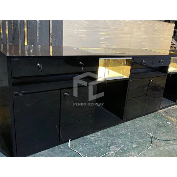Buy cheap Blue Mdf Glass Smoke Display Showcase Shop Interior Design from wholesalers