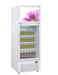 298L vertical double door double temperature display beverage cooler/beverage