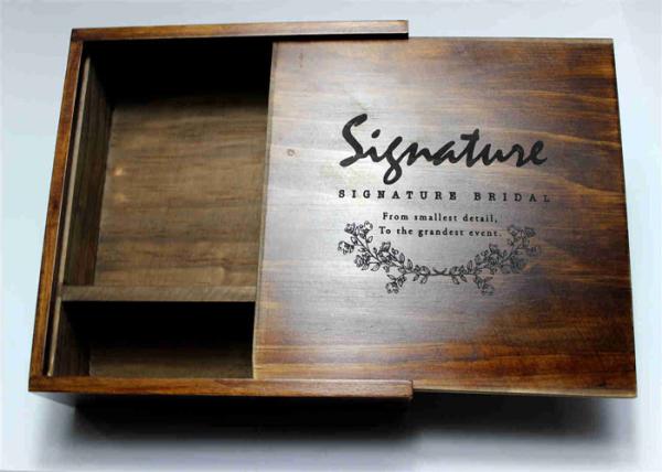 Buy cheap Wedding Gift Slide Top Wooden Box , Pine Square Wooden Box With Lid from wholesalers