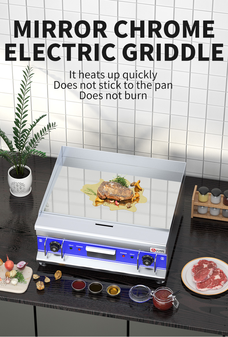 PTFE Non-Stick Material Electric Griddle for Counter Top Commercial Restaurant Kitchen