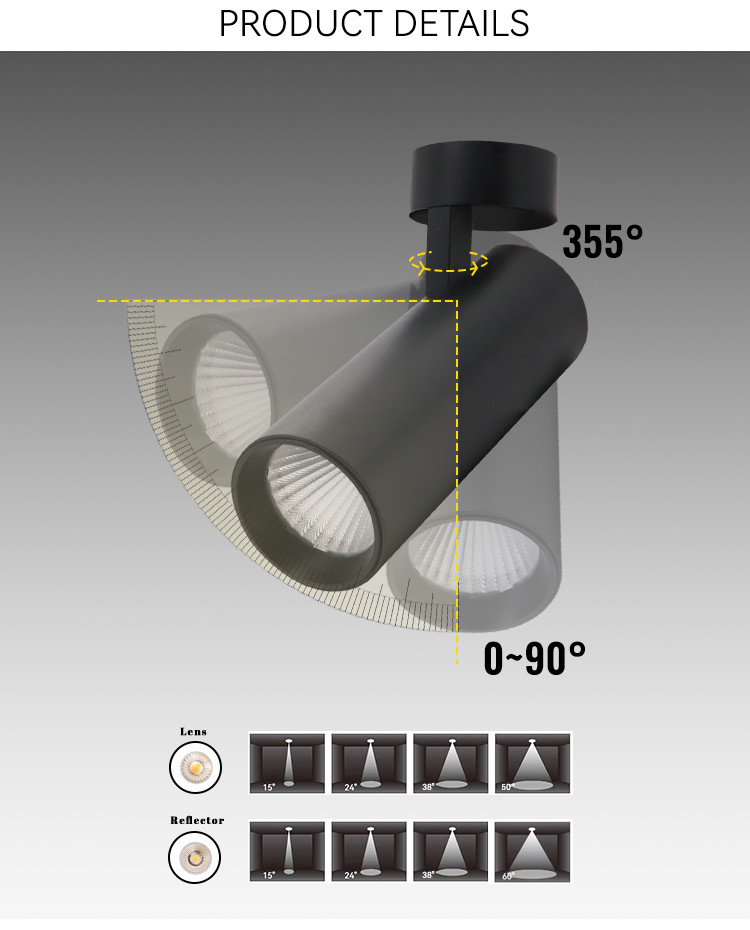 1575lm Surface Mounted Cylinder Downlight CRI90 Surface Led Spotlights