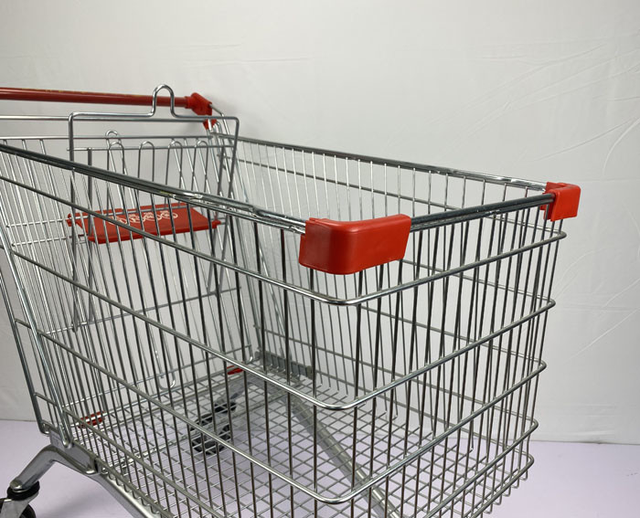 Large Capacity Supermarket Trolley 240L European Style Handcart For Family Shopping Metal Basket with Children Seat