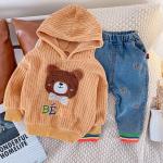 Spring And Autumn Children's Outfit Sets Cartoon Bear Hooded Two-Piece Suit