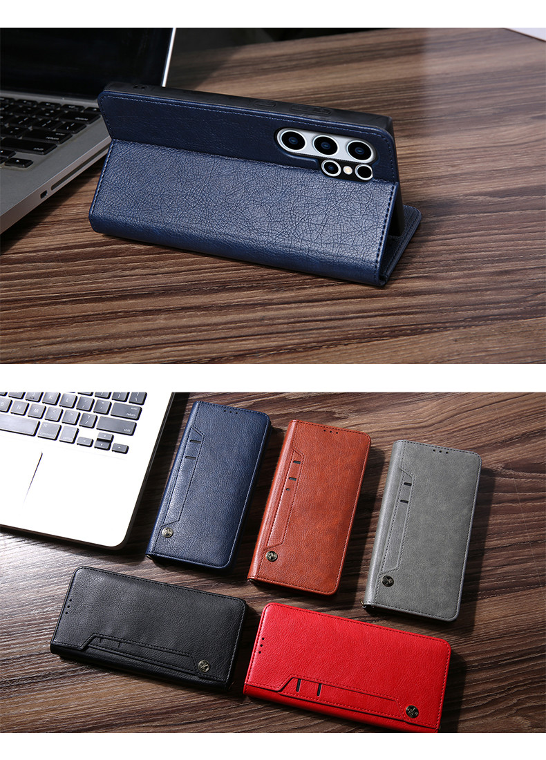 Custom Leather I Phone Case With Card Holders Flip Wallet Stand Leather Phone Cover
