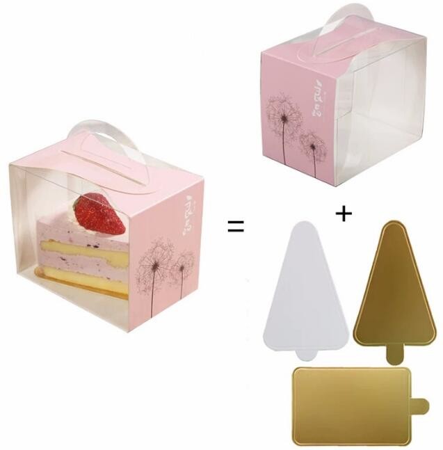 economy Cupcake Box White Window Cake Box customized Wedding Cake Box,6inch in stock PET Plastic Clear birthday Cake Box