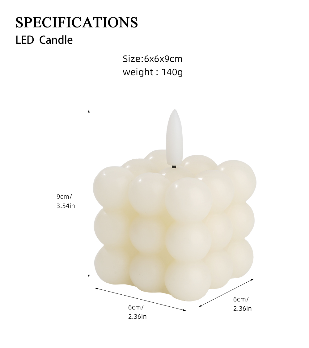 LED Lanterns Paraffin Wax Cube Bubble LED Candle Modern Ambiance