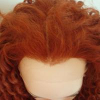 Buy cheap Red Color Curly Kanekalon Fiber Lace Front Wigs Natural Hairline product