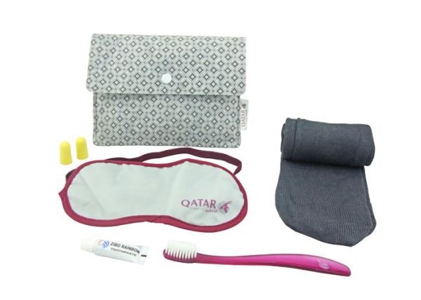 Five Contents Travel Airline Amenity Kits with Lovely Felt Pouch / Socks /