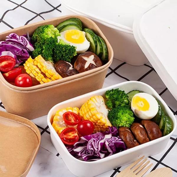 Buy cheap 20oz Hot Selling Biodegradable Square Rectangle Box Kraft Paper Fast Food Salad Square Bowl from wholesalers