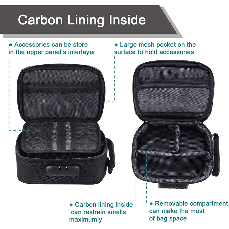 Eco - Friendly Smell Proof Bags Carbon Lining Logo Printing With Combination Lock