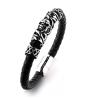 Buy cheap Cheap price black plated the north skull metal charm black leather men skull bracelet for wholesale from wholesalers