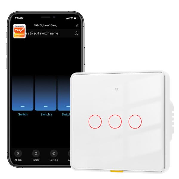 Tuya Zigbee switch No Neutral Wire100-250v Voice App Alexa Google Home No