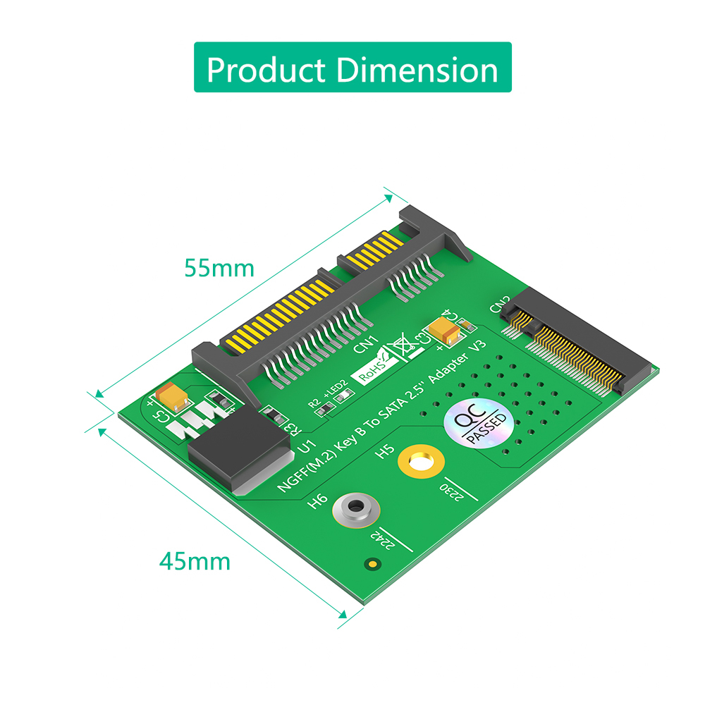 M.2 SATA SSD to SATA III 2.5-inch Adapter NGFF M.2 Key-B Expansion Card for Desktop and Laptop Supports 2230 2242mm for SATA SSD