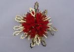 Professional 3.5" Red Velvet Fancy Holly Confetti Sticker Bow with Flocked