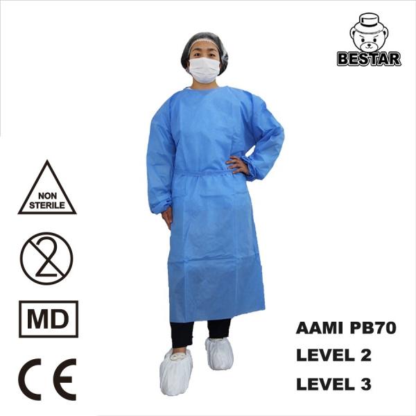 Buy cheap LEVEL 3 SMS Hospital Long Sleeve Disposable Gowns Blue Isolation Gowns With Cuffs from wholesalers