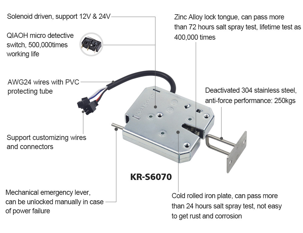 Keyless 12V 24V Solenoid Cabinet Lock For Phone Charging Locker