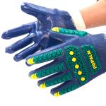 Blue Nitrile Fully Coated Anti Impact Chemical Resistant TPR Gloves Premium