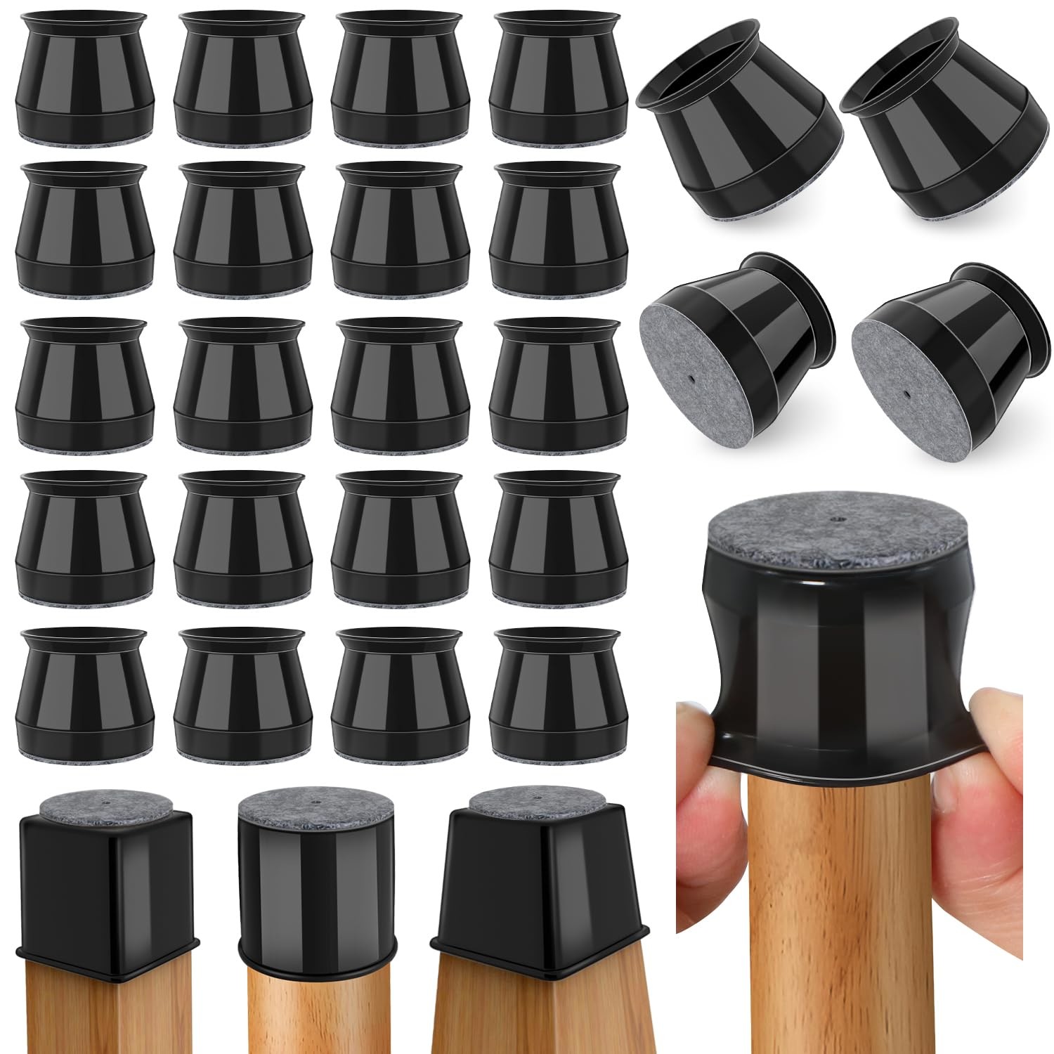 Silicone Chair Leg Floor Protectors Furniture Leg Protectors With Felt Black Table Leg Pad Brown